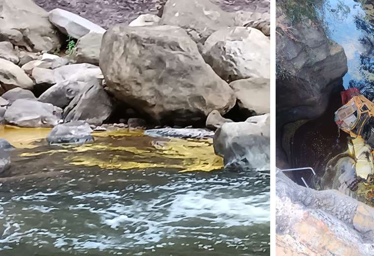 Accidente: Cisterna derramó 20 mil litros de aceite vegetal y contaminó un río en Samaipata